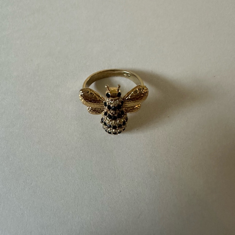 Kate Spade Gold and Black Crystal Insect Ring